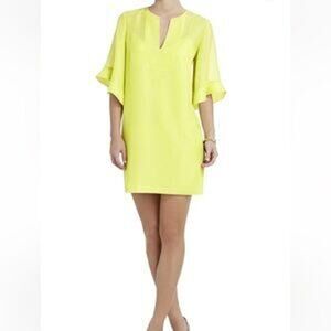 BCBGMaxAzria Gisela Dress Citron Green Fairy Garden Derby Coastal Bold - Size S